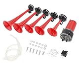 Lot de 5 trompettes musicales 125 dB - 12V - Avec compresseur