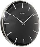 Bulova Metro C4849 Horloge murale en étain satiné/noir