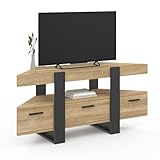 IDMarket Phoenix Meuble TV d'angle avec tiroir Noir