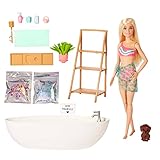 Barbie Coffret Bain Relaxant avec poupée Blonde, Baignoire,