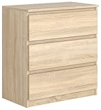 Commode Chêne Sonoma Mat avec 3 tiroirs 70 cm, Meuble