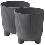 PECZEKO Lot de 2 pots de fleurs mats avec pieds - Pot