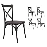 Kosmi Lot de 4 chaises Noires Style BISTROT en résine