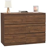 IDMarket - Commode 6 tiroirs TOMI 110 cm effet noyer