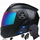 HaoJieHan Casque de moto modulaire avec Bluetooth intégré