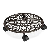 Relaxdays Rouleau de fleurs rond en fonte, H x P :