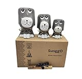 SusggO Set 3 Figurines Chiens en Bois - Jouet en Bois