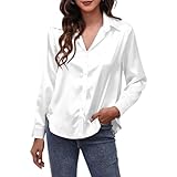 TUONYIS Chemisier en satin à manches longues pour femme,