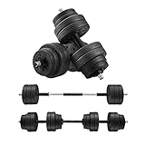 SONGMICS Kit Haltères Musculation 2-en-1, 2 x 15 kg,