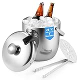 Grand bac à glaçons de 3 l, en acier inoxydable, double