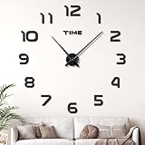 JIZZU 3D Moderne Horloge Murale, Géante 120cm Silencieuse,