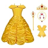 Vicloon Robe de princesse Belle pour fille avec accessoires