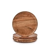 Samhita Lot de 4 assiettes de service rondes en bois