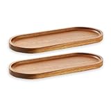 Lot de 2 plateaux de service ovales en bois de 29 x