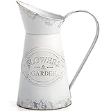 SOUJOY Vase rustique shabby chic, vase à fleurs galvanisé,