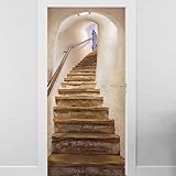 Sticker mural Porte Trompe l'Oeil - Sticker porte Escaliers
