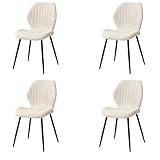 EGOONM Lot de 4 chaises classiques en lin, sans accoudoirs,