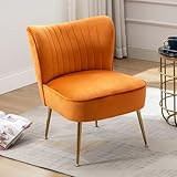 chairus Fauteuil tonneau simple en velours sans accoudoirs