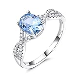 ANAZOZ Bague Infini pavé Zircone avec Topaze Bleu Ciel,