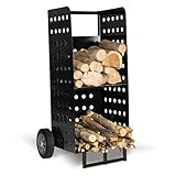 IDMarket - Chariot Porte bûches Acier Noir 40 x 40