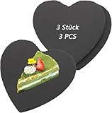 Oungy Lot de 3 plateaux en ardoise en forme de cœur