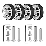 Volein Lot de 4 roues de rechange noires pour valise,