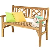 COSTWAY Banc de Jardin en Teck Pliable Bois d’Acacia