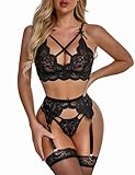 EVELIFE Ensemble de lingerie sexy pour femme avec porte-jarretelles