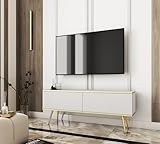 3E 3xE living.com Meuble TV en Couleur Blanc avec Pieds