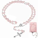 JOOTUEPO Chapelet Catholique avec Perles de Verre Roses