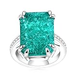 Uloveido Bague d'anniversaire rectangulaire avec pierre