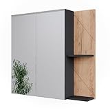 Vicco Armoire de salle de bain avec miroir - Anthracite/doré