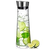 Carafe en verre (1 litre) avec couvercle et bec verseur