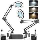 2 en 1 Lampe de Bureau Loupe, Jubor 15X 10X Loupe avec
