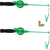 Lot de 2 cannes à pêche au crabe et au crabe - Vert/noir