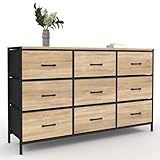 IDMarket - Commode 9 tiroirs en Tissu Utah 115 cm Meuble