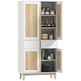 HOMCOM Buffet Haut Cuisine, Armoire de Cuisine, vaisselier,