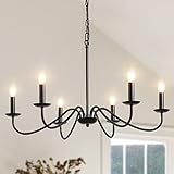 MRHYSWD Lustres noirs pour salon, 6 lumières, plafonnier