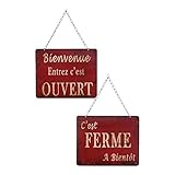 Antic Line Plaque "OUVERT-FERME" rouge