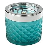 APS Cendrier anti-vent, en métal chromé, verre givré,