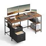 VASAGLE Bureau d’Ordinateur, Table avec Rangement,
