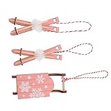 AOKWAWALIY Lot de 3 décorations de Noël anciennes luges