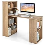 COSTWAY Bureau d'Ordinateur Réversible avec Bibliothèque,