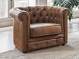 Vente-unique-Fauteuil CHESTERFIELD en microfibre aspect