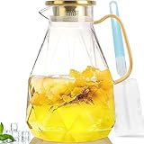 Yirilan Pichet à eau, 1,6 l en verre avec couvercle,