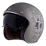 Casque Jet MT Le Mans 2 SV Skull & Roses A2 Argent