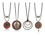 Finrezio 4 pièces collier en bois marron femme fait