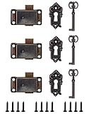 QWORK® Lot de 3 serrures de porte de placard antiques