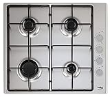 Table de cuisson au gaz de 60 cm, n° 4 brûleurs, inox