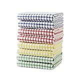 Oeleky Lot de 8 torchons de cuisine absorbants en coton